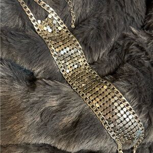 Elegant Silver tone mesh choker